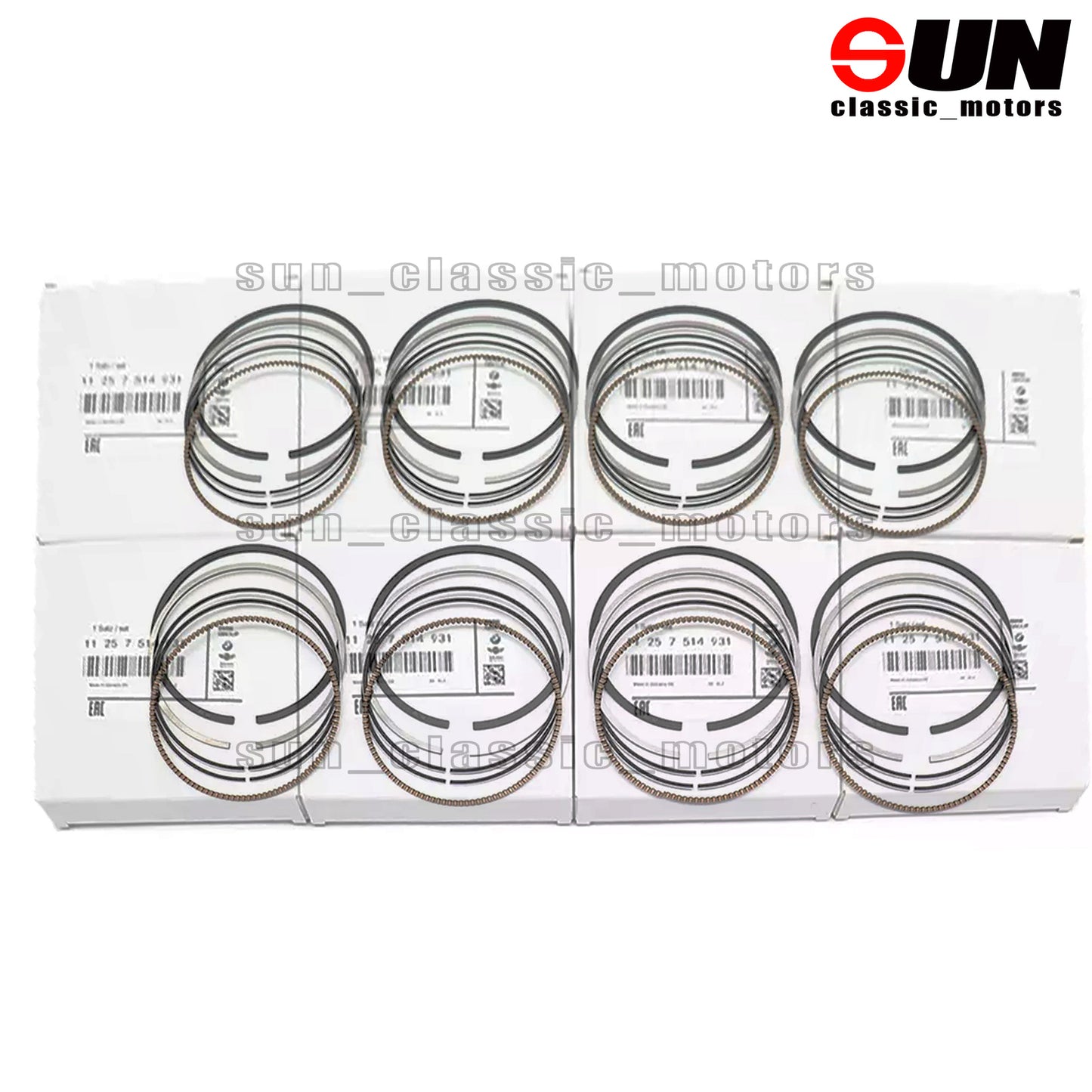8 piston rings suitable for E53, E60, E65, N62B44, 545i, 645i, 745i, X5 4.4L 11257514931-