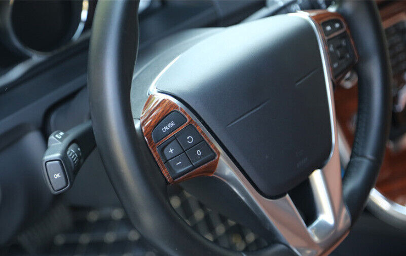 Wood Grain Inner Steering Wheel Button Cover Trim for Volvo S60 V60 2012-2018 n