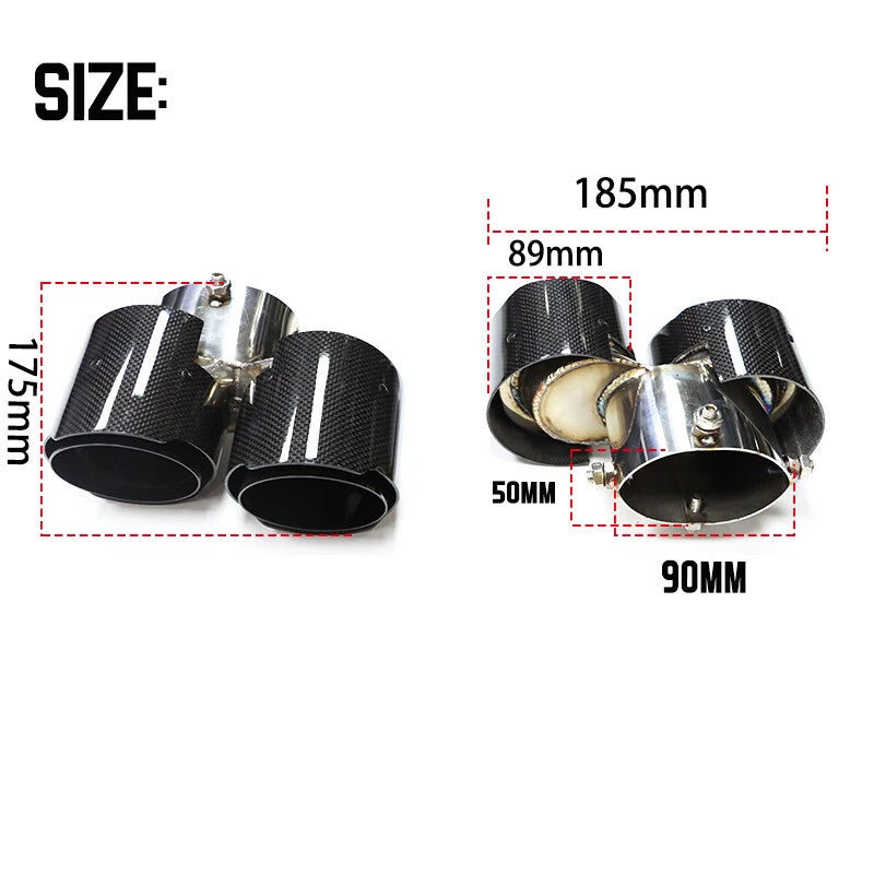 1 Pair Carbon Fiber Stainless Steel Muffler Exhaust for BMW 840i Tips Q