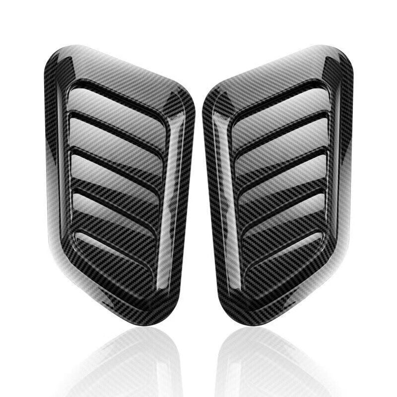 2X Carbon Fiber Car Front Grill Hood Bonnet Grill Air Outlet Vent Cover Sticker