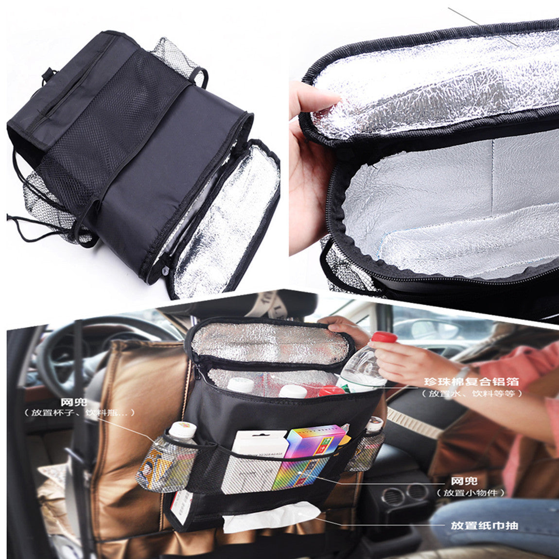 Car for Seat Organizer Holder keep warm Lced Drinks Insulation Storage Container Bag