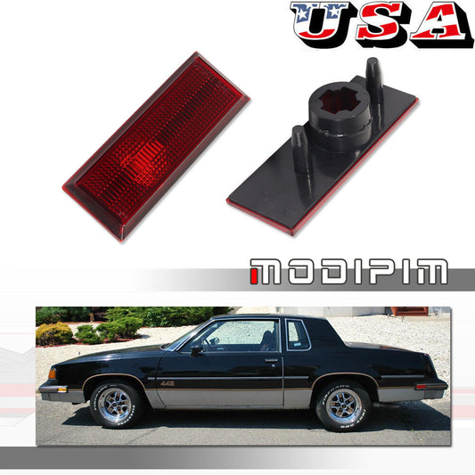 Red left/right rear side marker light housing for 81-88 for Oldsmobile Cutlass 442- v