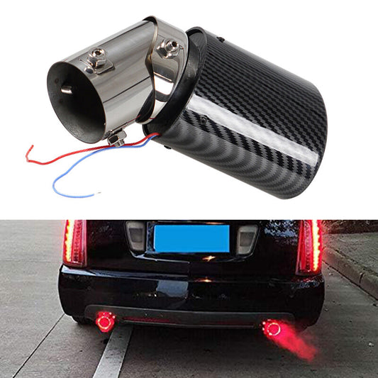 Car Exhaust Muffler Tail Pipe Turbo Throat Rolled Models Rolled Edges Red LED
