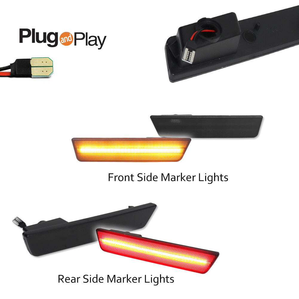 Smoked Lens LED Front and Rear Marker Lights for 2008 - 2014 for Dodge for Challenger - v