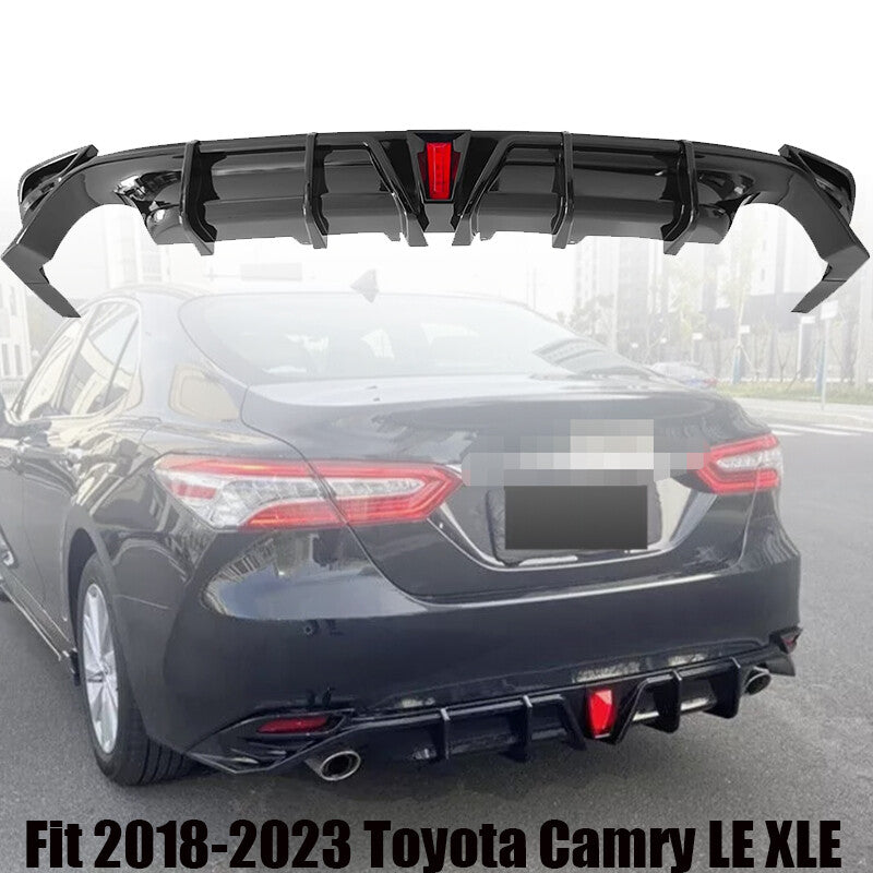 Fit 2018-23 for Camry LE XLE Black Rear Bumper Lip Spoiler Lower Diffuser LED n