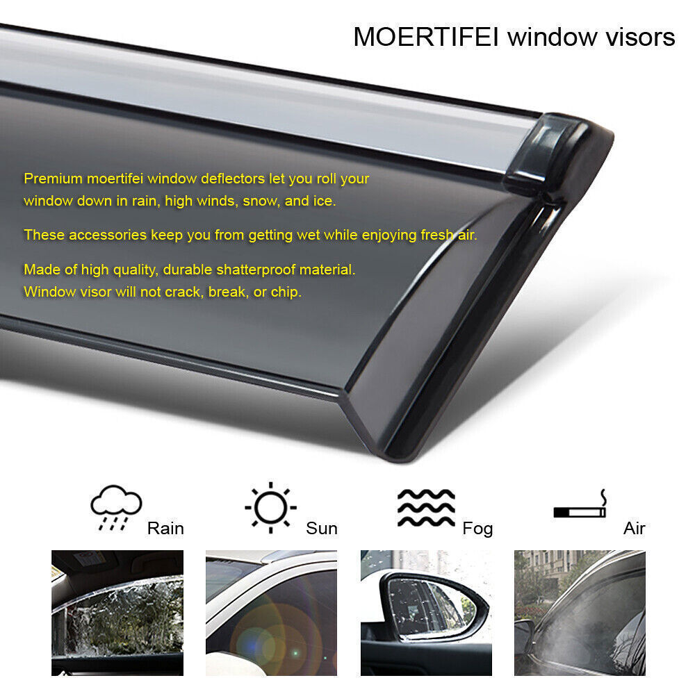 4X Side Window Deflector Visors Rain Guards Vent Shade for Chevy Equinox 18-2024