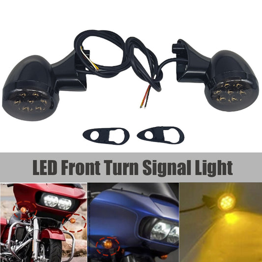 LED front turn signal light with 4 lines for Harley Road Glide 2015-2023, Black. n