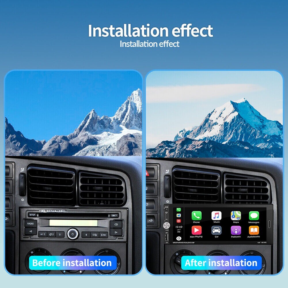 For Carplay,Android Auto 1-Din Car Stereo Radio Player Bluetooth FM Camera n