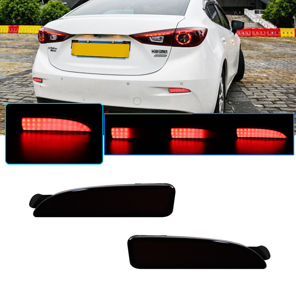 2-pack for for Mazda 3 5 6 rear bumper tail brake LED light with sequential signal light - v