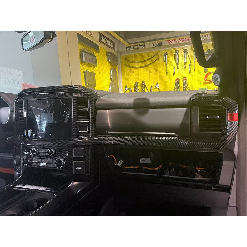 For 2021-2023 for Ford F150 F-150 Carbon Fiber Center Console Dash Panel Cover Trim