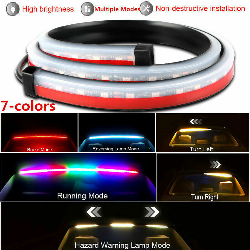 37 Colorful Car LED 3rd High Brake Strip Windshield Warning Turn Signal Lights