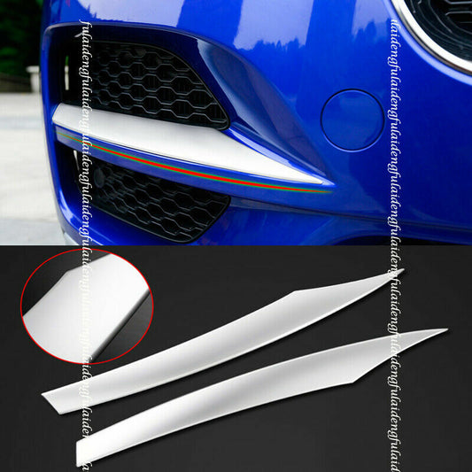 2X for Jaguar F-PACE 2016-2020 Silver Front bumper fog light decor strips trim