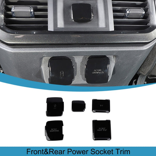 5PCS Balck Front Rear Power/USB Socket Cover Trim for Ford F150 2021 2022 2023