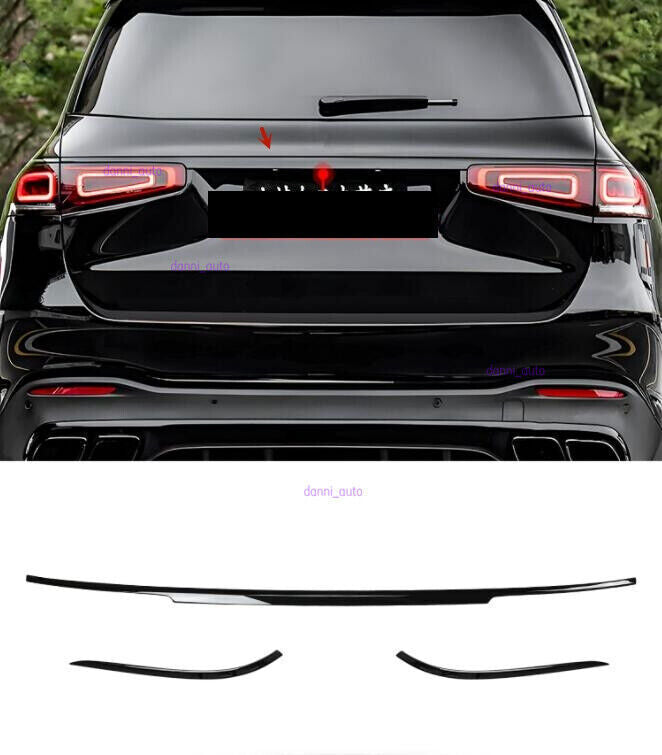 FIT for Benz GLS-Class 2021-2023 ABS Bright black Trunk trim strip cover 3pcs n