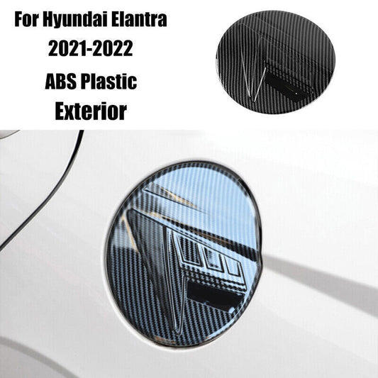 for Hyundai for Elantra 2021-2022 Carbon Fiber Look Fuel Tank Cap Oil Gas Cover Trim
