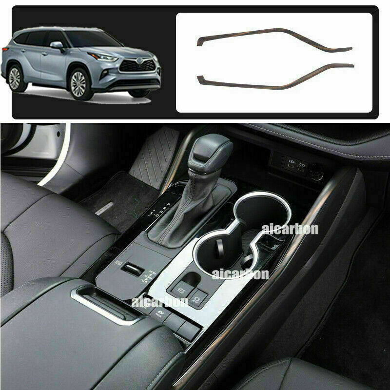 Wood Grain ABS Gear Shift Panel Side Strips Trim for Toyota Highlander 2020-2023