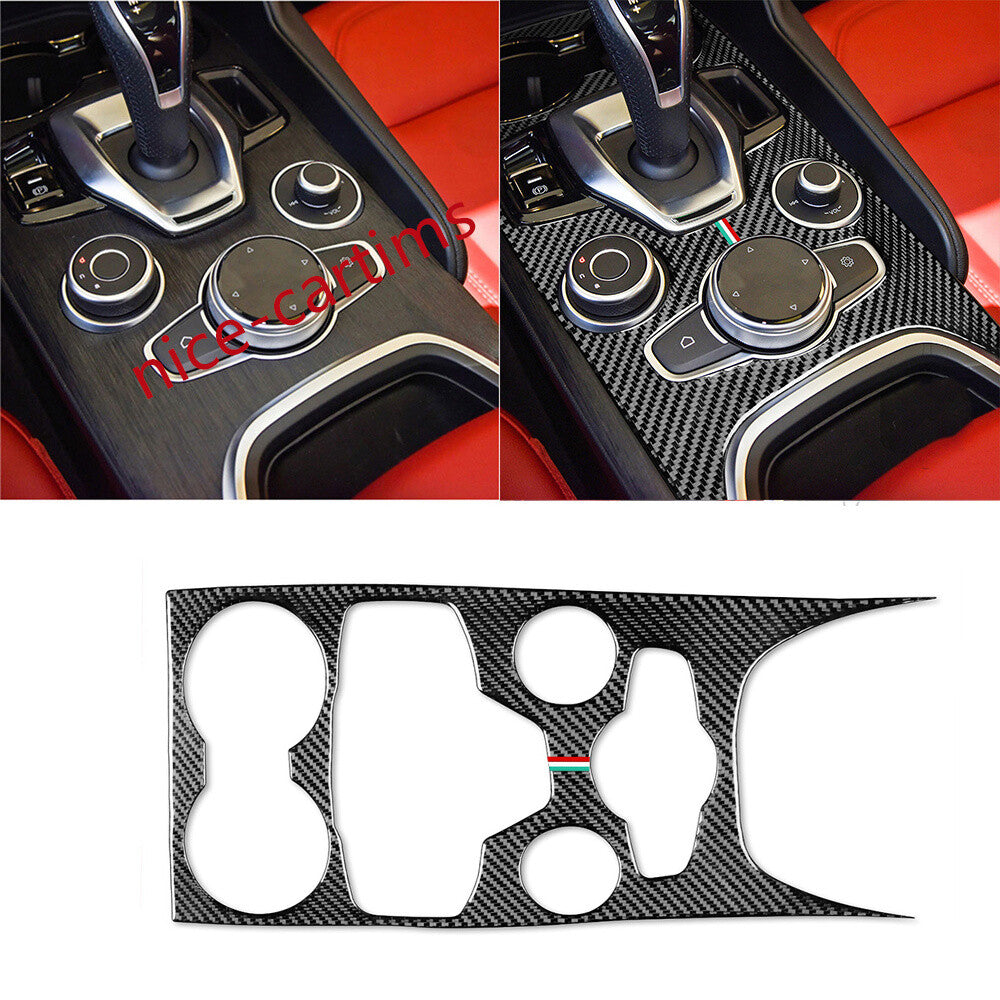 Soft Carbon Fiber Console Gear Shift Panel Cover for Alfa Romeo Giulia 2020-2022