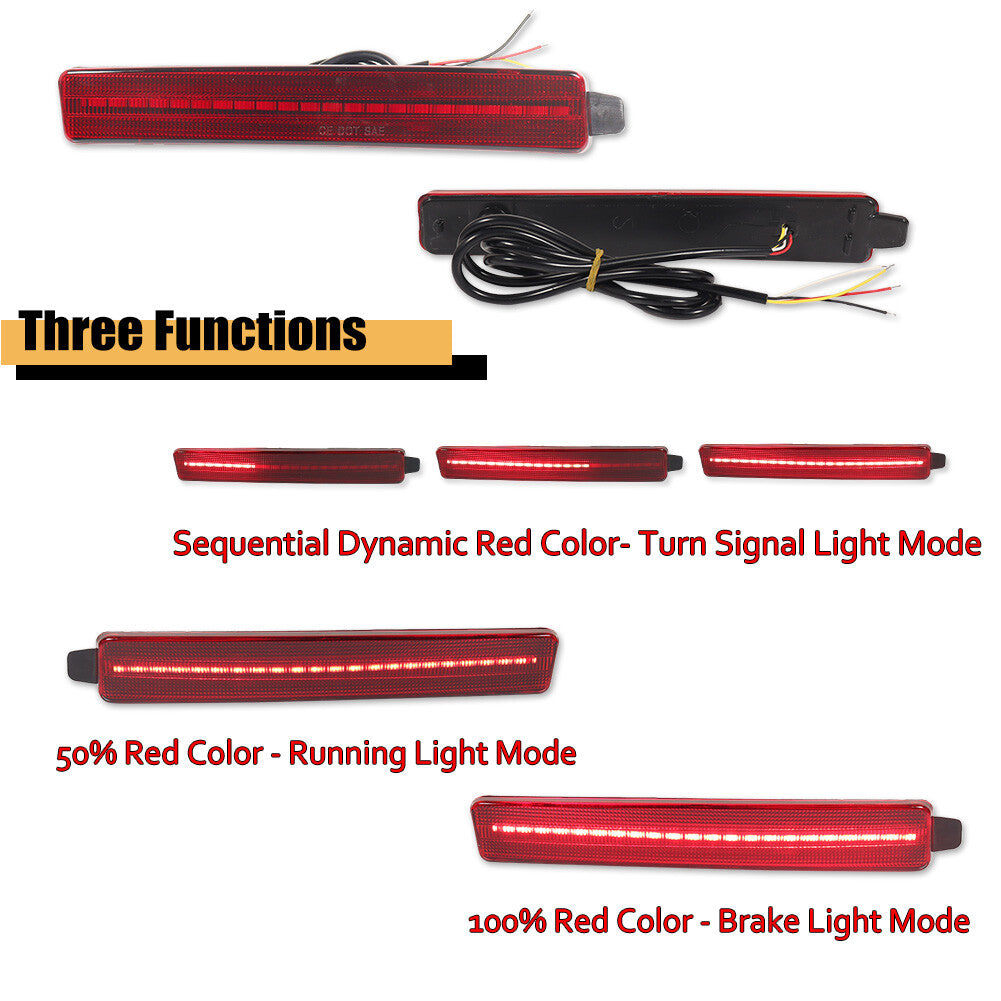 Red brake taillight with sequential turn signal light for GMC for Cadillac SRX- v