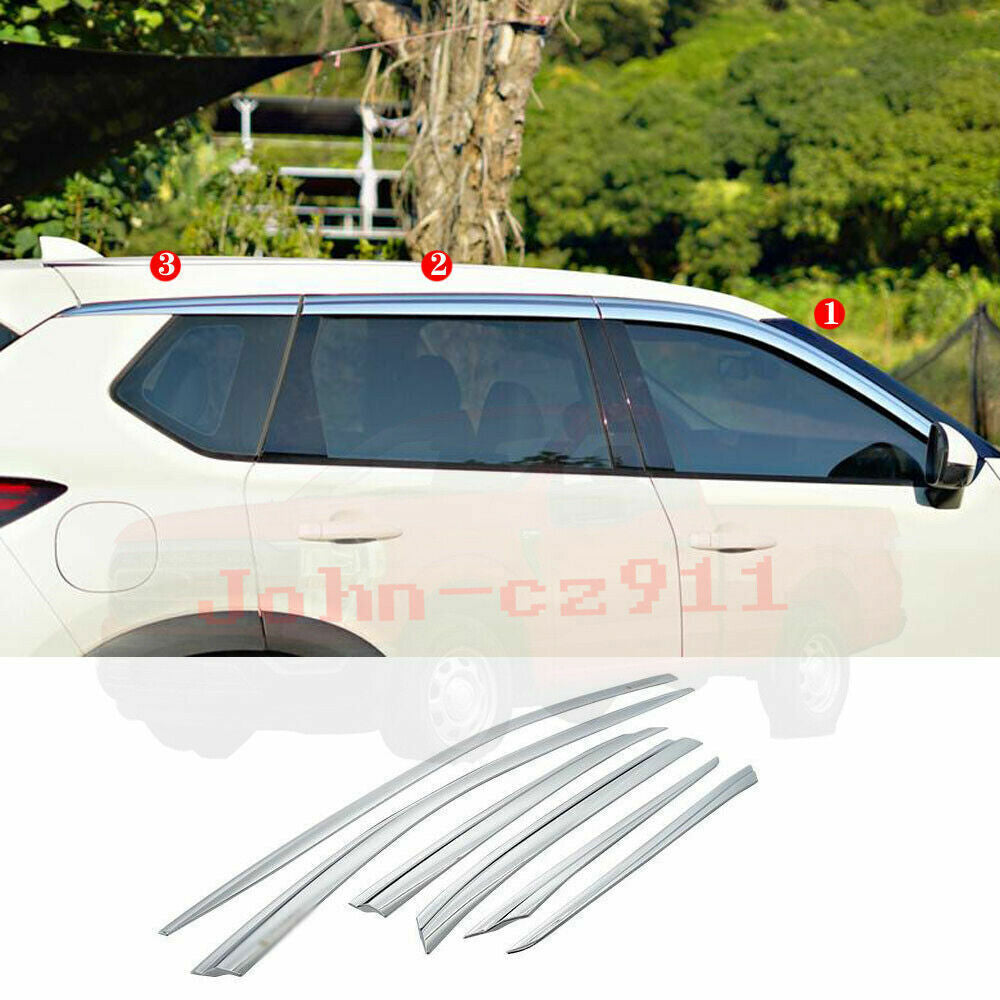 for Nissan Rogue 2021-2024 Chrome Window Visor Vent Sun Shade Rain Guard Shield