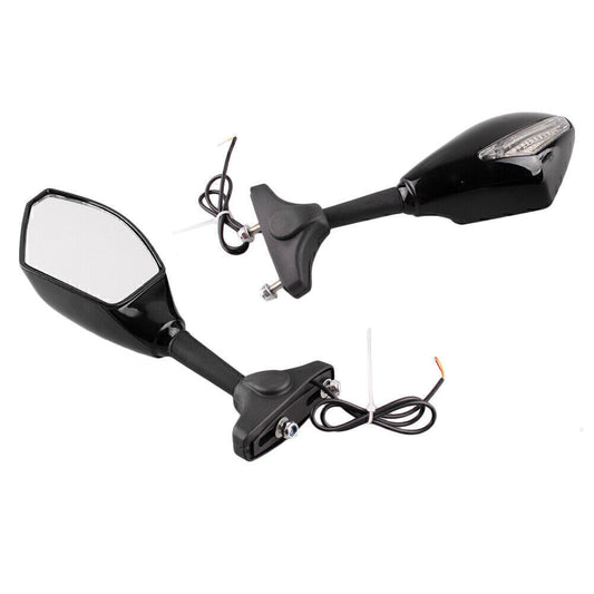 For All Street Bike Moto Universal 2x Left & Right Rear Wing LED Mirrors Q