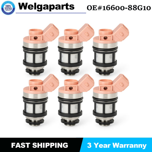 6 x16600-88G10 Fuel Injectors For JS20-1 for Nissan Pathfinder Quest D21 Pickup 3.0L