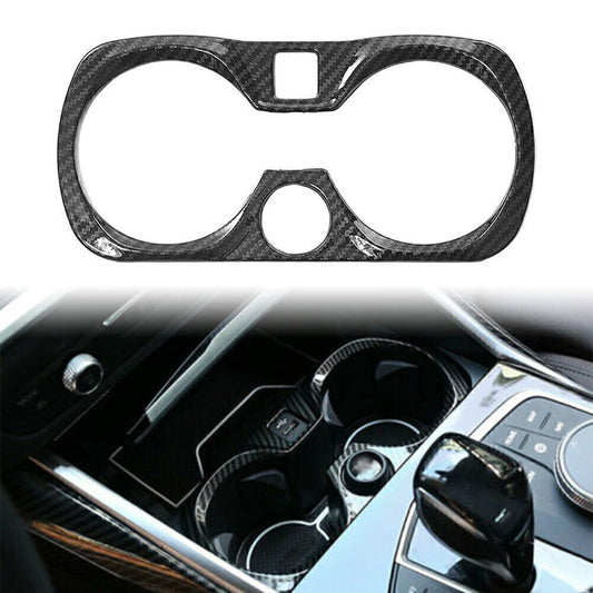 Carbon Fiber Central Console Water Cup Cover Trim ABS for BMW 3er G20 2019-2021