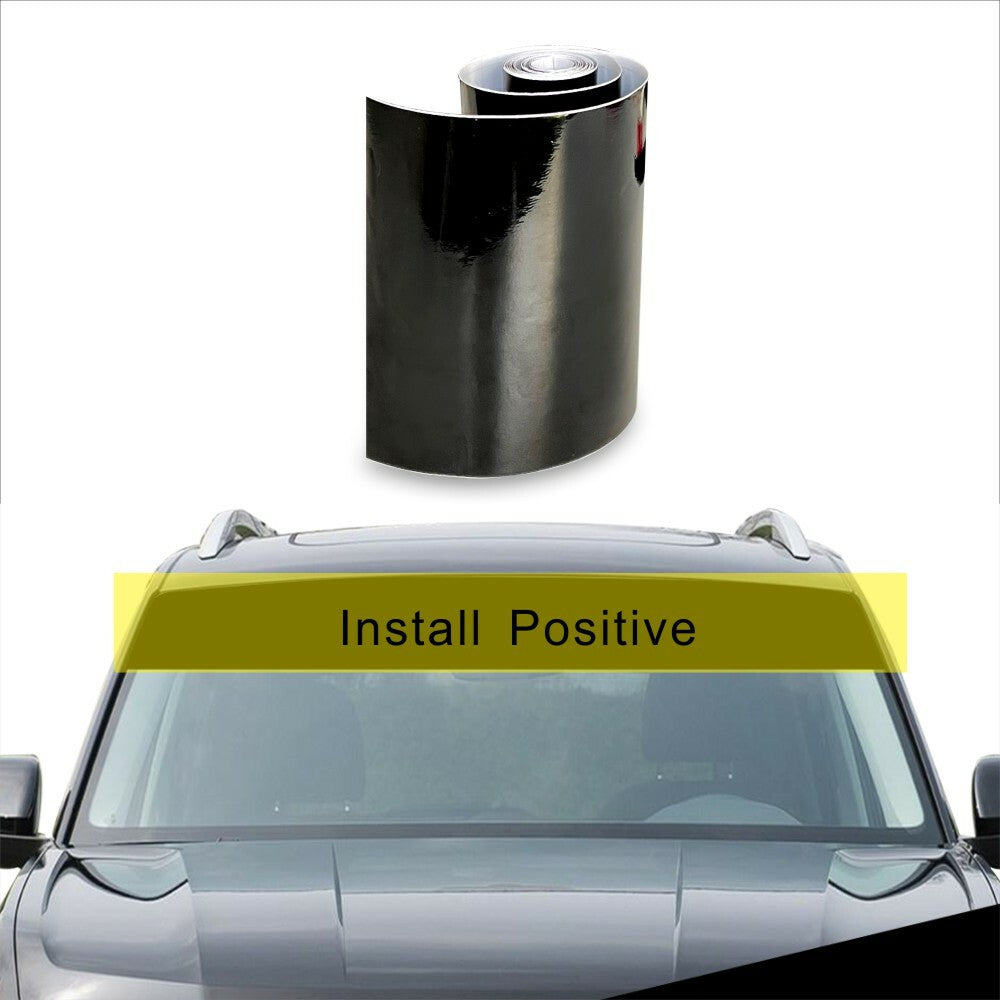 Car Front Windscreen Sunstrip Visor Adhesives Sunshade Gloss Black 140X20CM