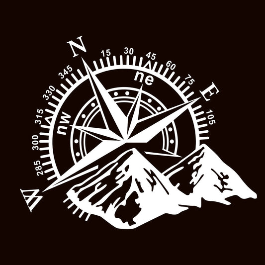 Car Decal Vinyl Sticker Travel Compass Mountains Decoration For Camper RV Truck