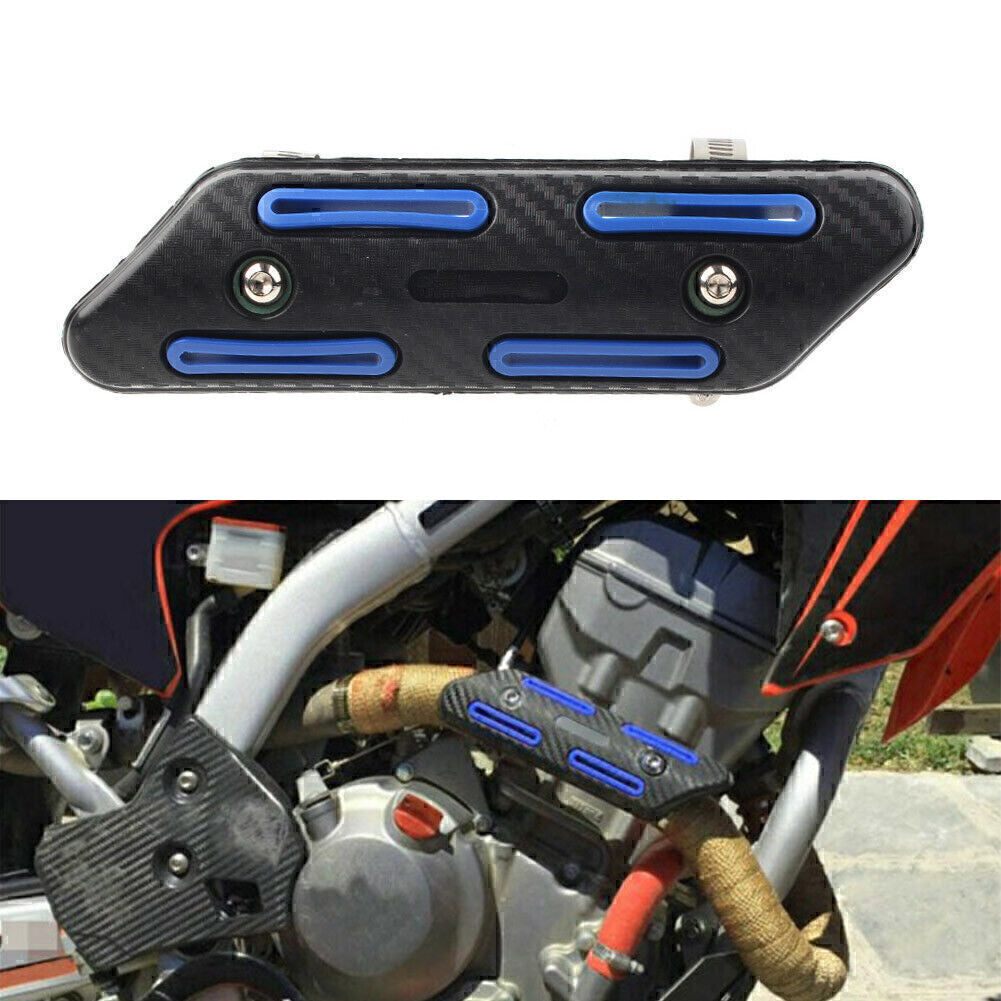 Universal Exhaust Muffler Pipe Heat Shield Cover Heel Guard Motor Chrome Blue