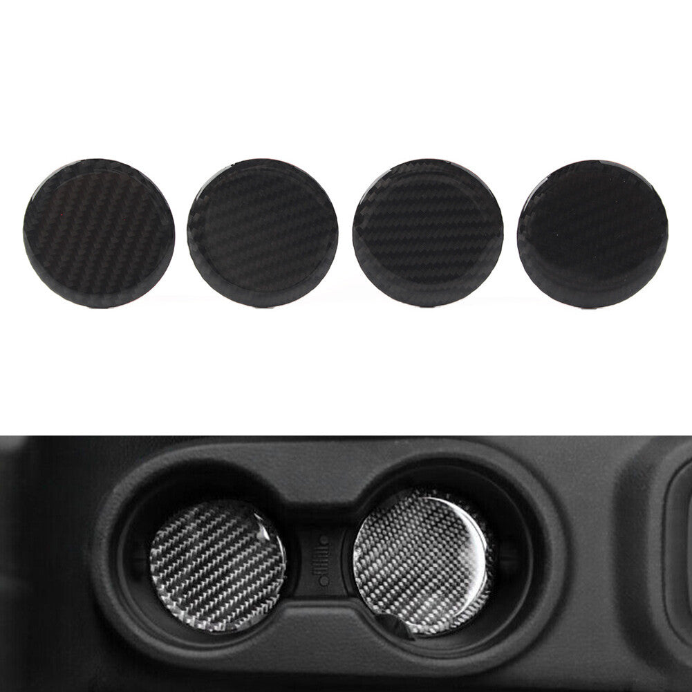 4Pcs Interior Water Cup Holder Mat Cover Trim for Jeep for Wrangler JK 2007-2017 Car
