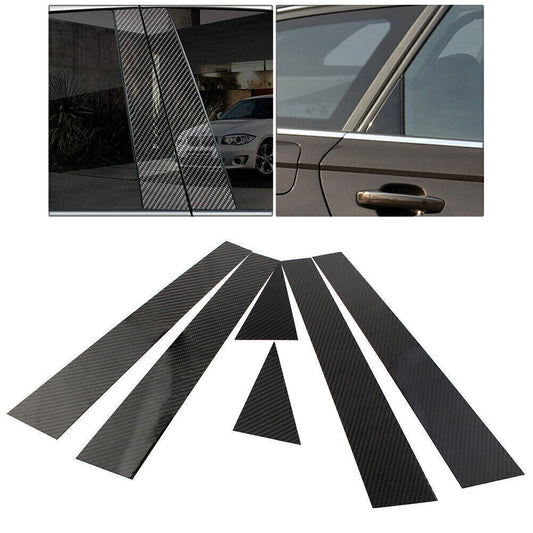 for Audi A6 C7 12-2018 Carbon fiber Pillar Posts Door Window Molding Strip Trims