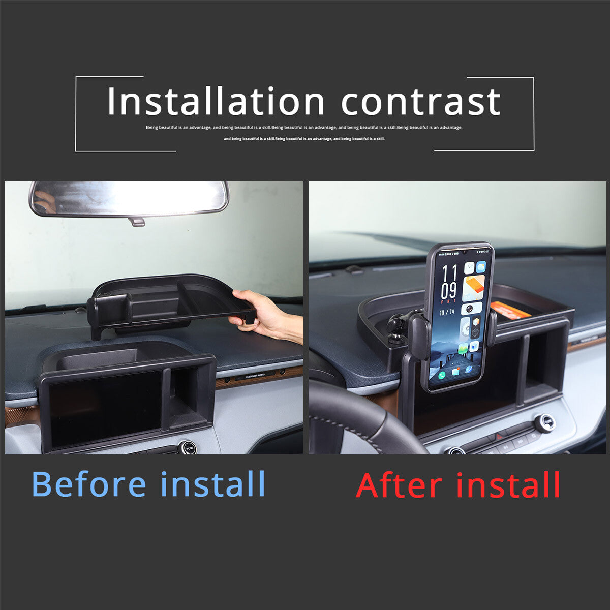 Console phone holder with storage box tray suitable for Maverick 2022 - 24- n