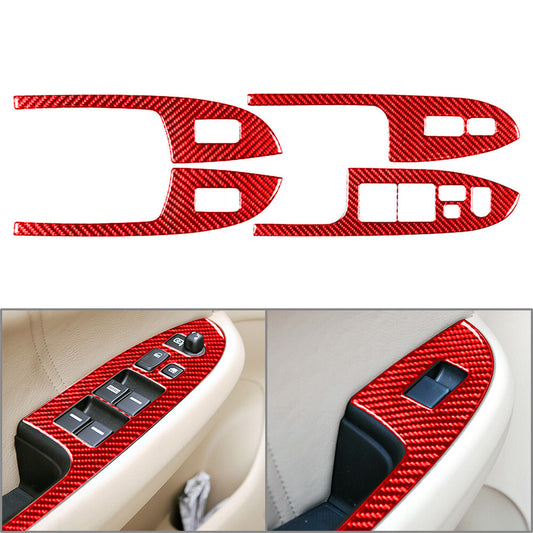 Red Carbon Fiber Window Lift Panel Switch Cover Trim for Honda Accord 2003-07