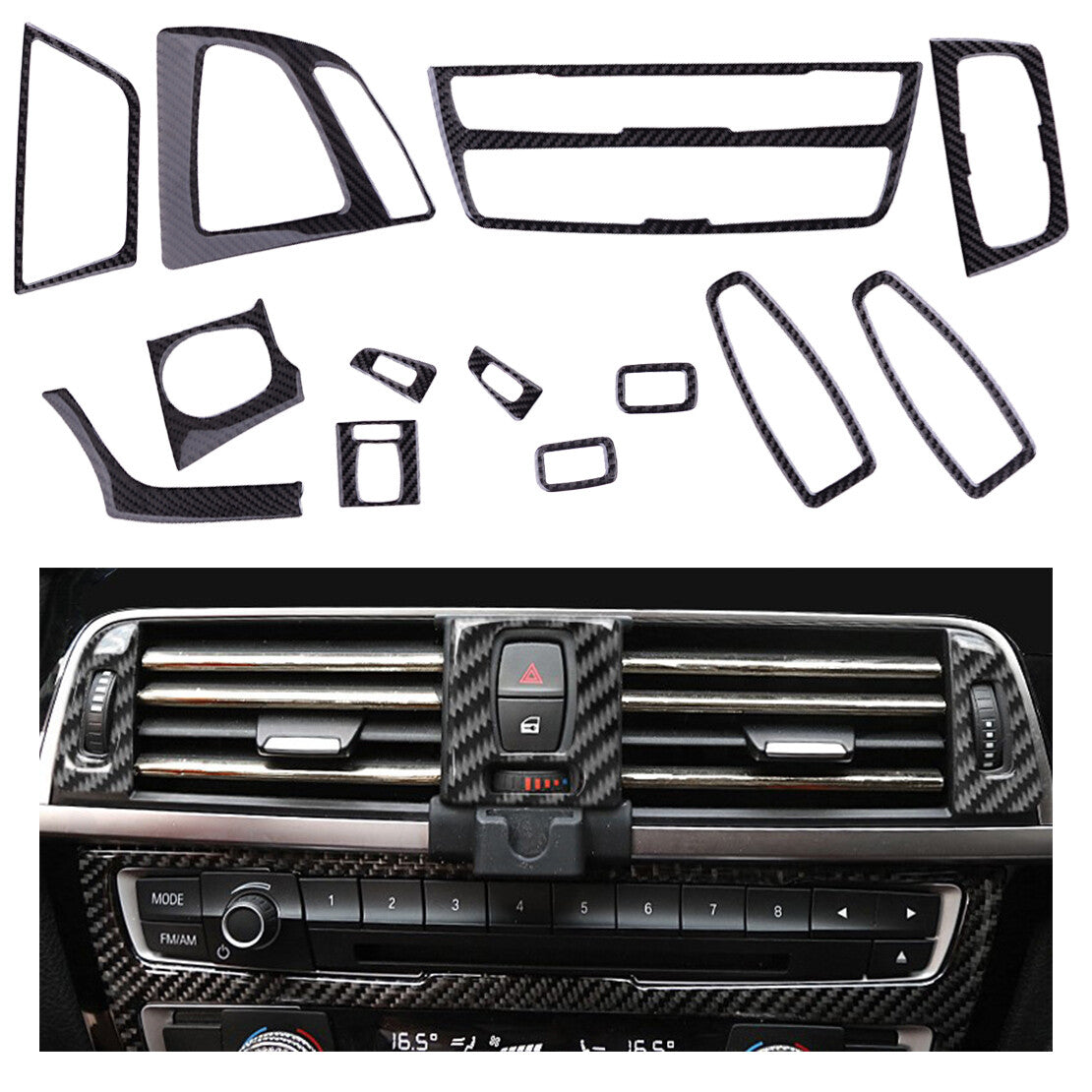 Carbon Fiber Interior Console Dash Panel Sticker Fit for 3 4 F30 New v
