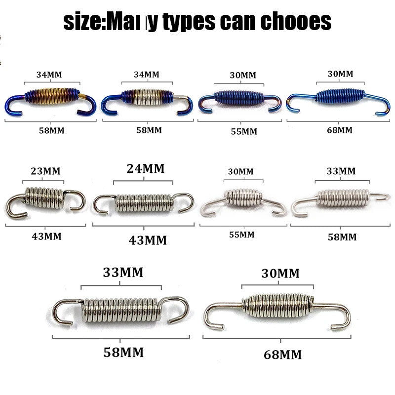 Universal Motorcycle Exhaust Springs Front/Mid Pipe Connector Hooks Replacement