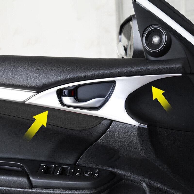 for Honda for Civic Sedan 2016-2021 10th Silver Steel Inner Door Handle Cover Trim