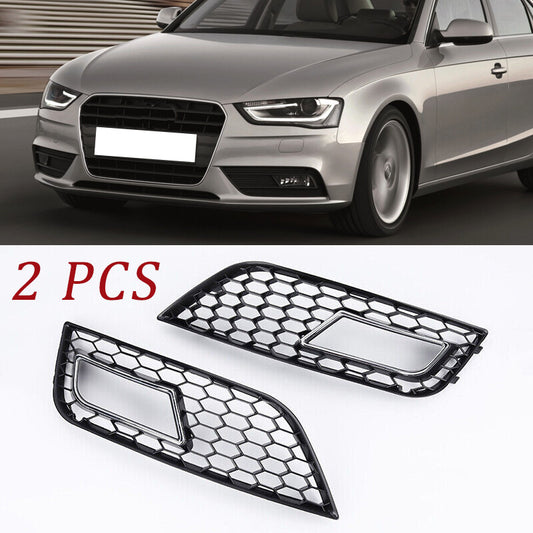 Fog Light Cover Grille Honeycomb Hood for Audi A4 B8.5 Facelift Models 2013-2016