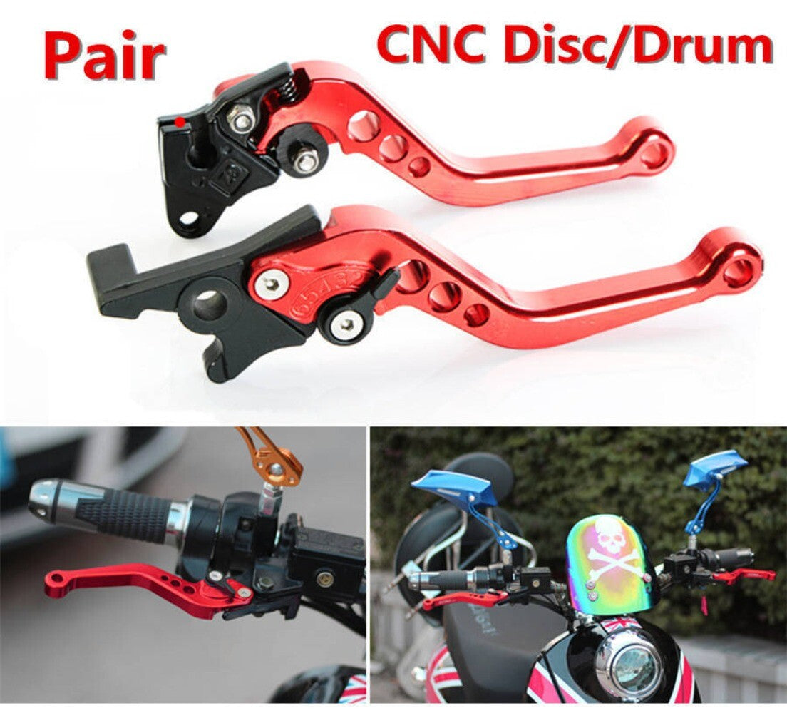 2pcs/set Red Motorcycle Scooter Adjustable Brake Lever Disc Drum Hand Brake New n