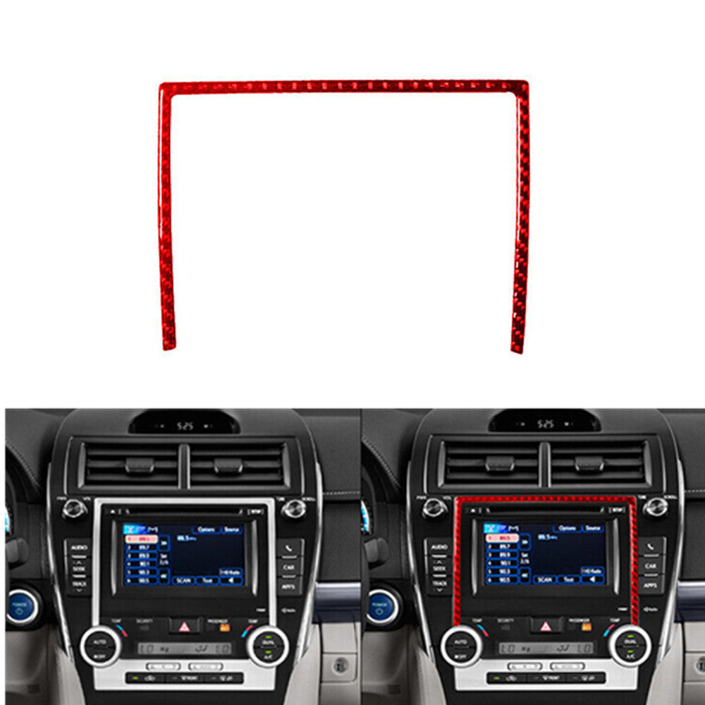 Red Carbon Fiber Central Console Radio Panel Frame Cover for Toyota for Camry 12-14
