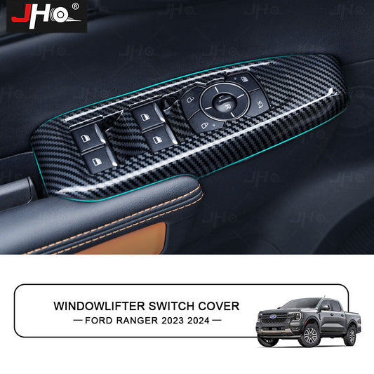 Carbon Fiber Interior Door Window Switch Cover Trim for Ford Ranger 2023 2024