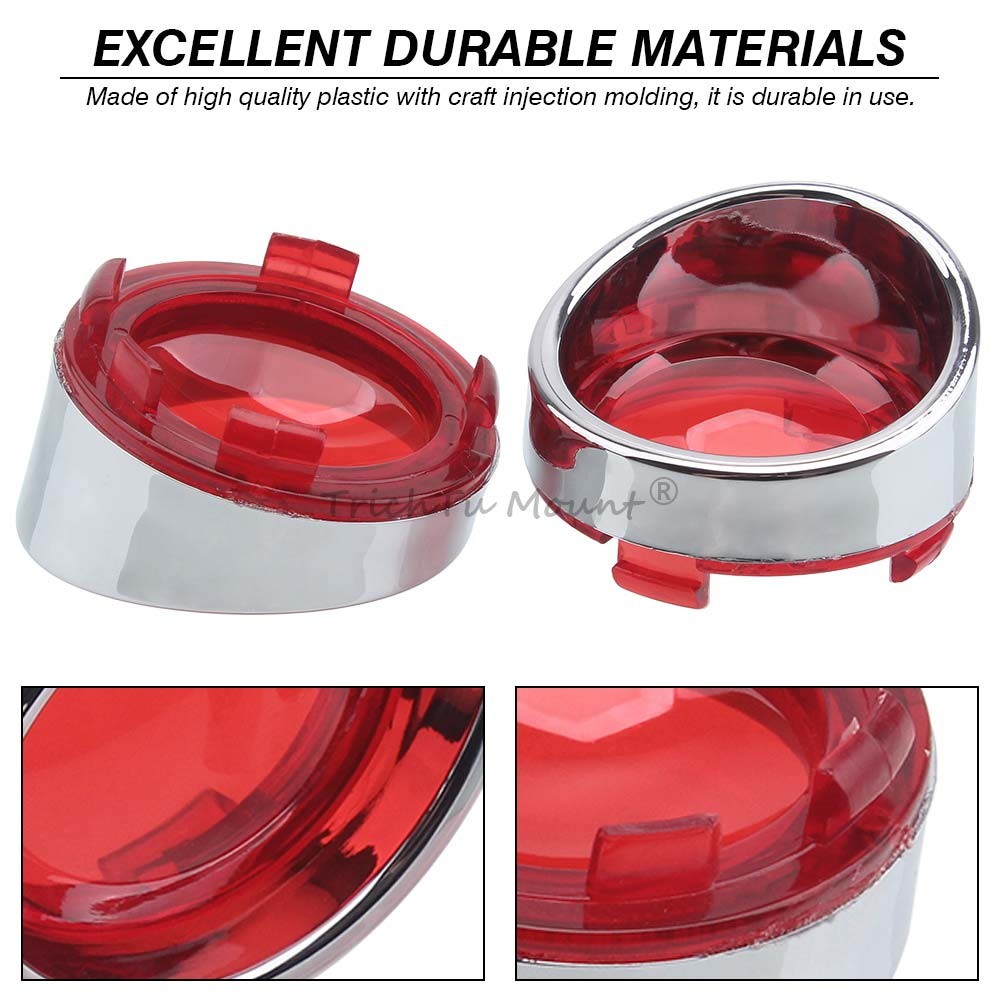 for Harley Softail Dyna 4PCS Red Lens Turn Signal Covers w/Chrome Visors Bezels Q