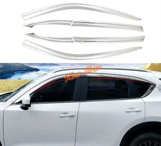 6x for Mazda CX-5 2017-2021 Chrome Window Visor Vent Shade Sun Rain Guard Cover