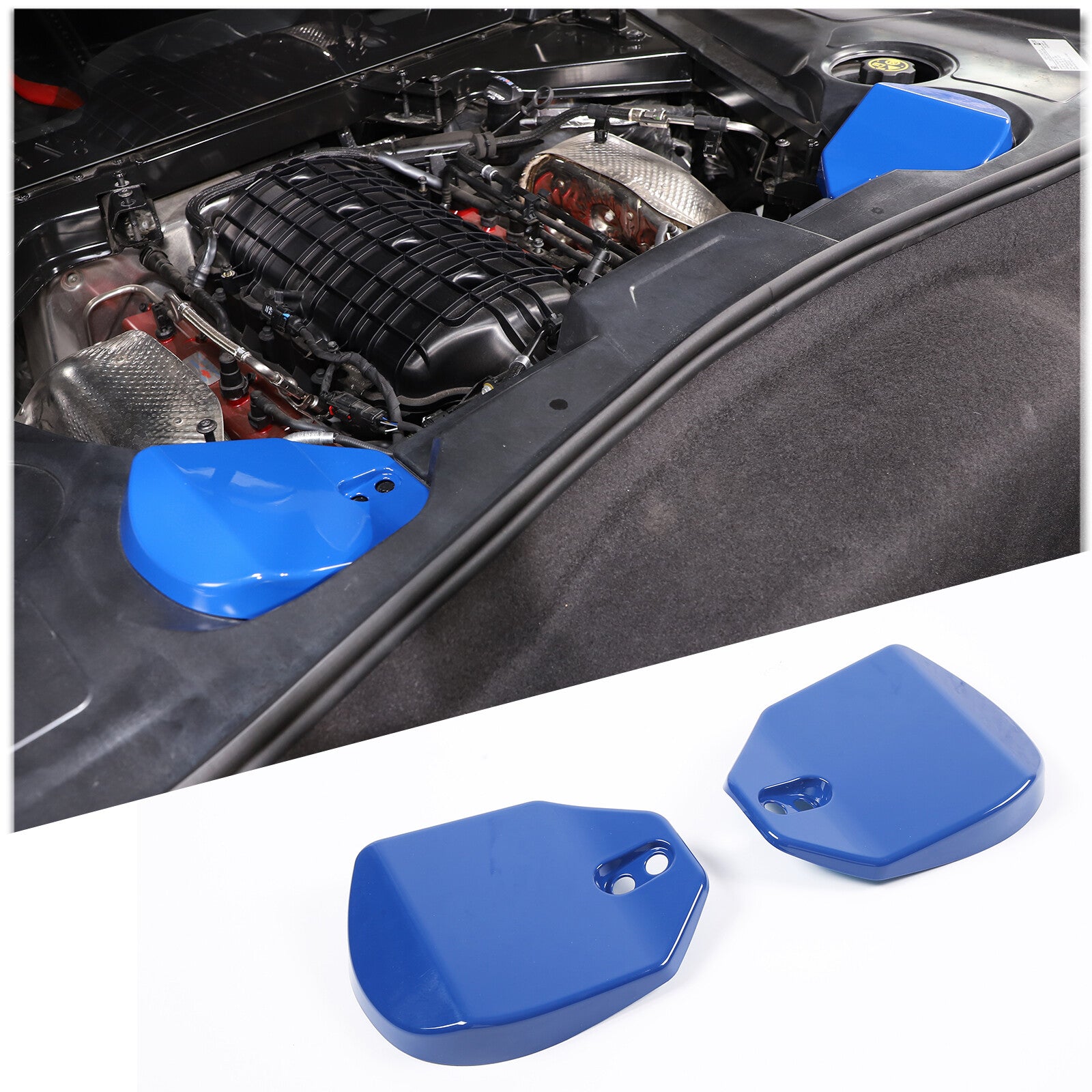 Blue Engine Bay Shockproof Panel Cover Trim for Corvette C8 2020-2023 2 Pieces n