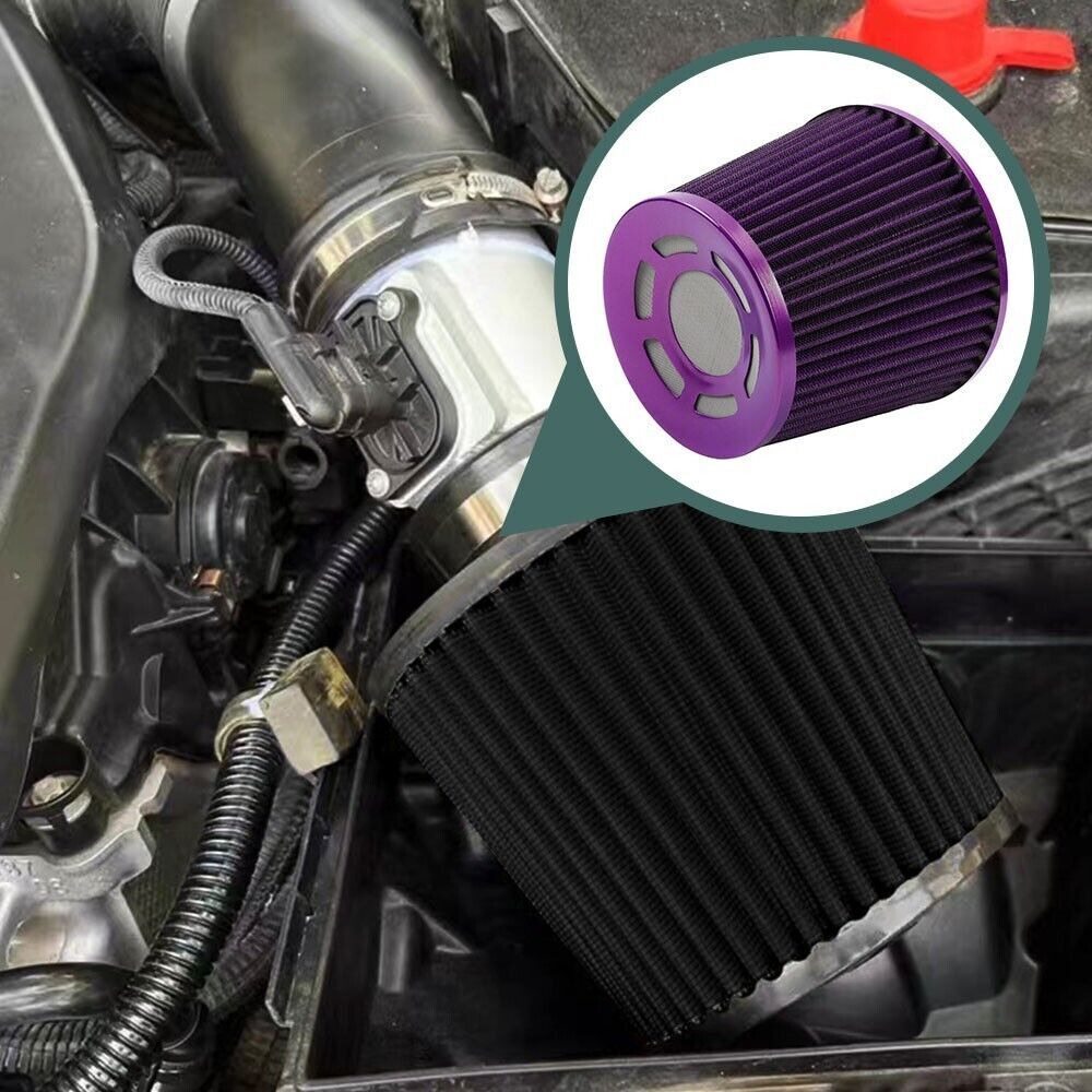 3 76mm Purple High Flow Inlet Cold Air Intake Cone Replacement Dry Air Filter n