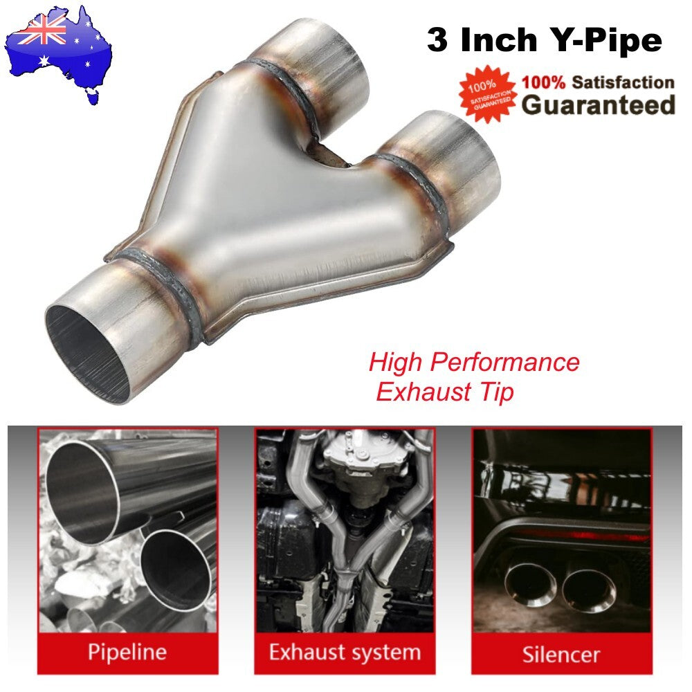 Universal Stainless Steel 3 Inch Dual Exhaust Diesel Y Pipe Inlet 3 Outlet 3