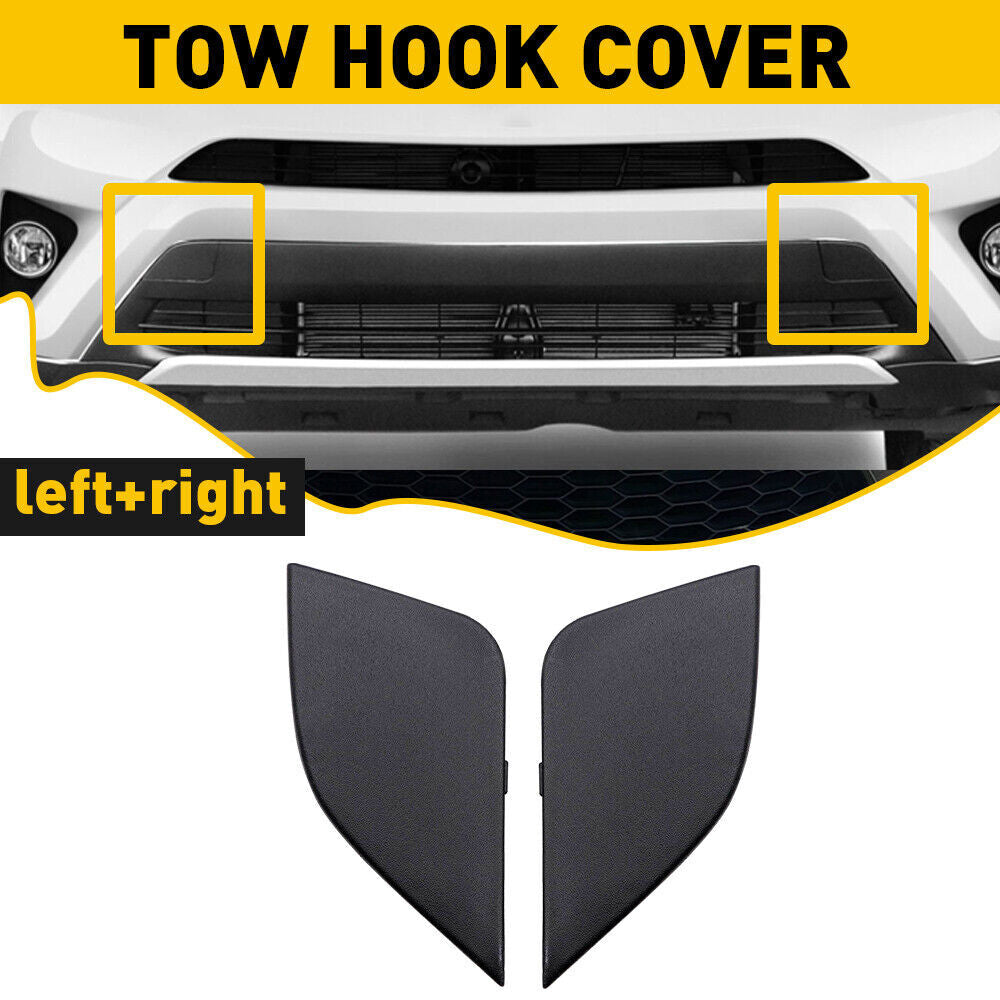 2x Front Left Right Bumper Tow Hook Eye Cover Cap Fit For 16-18 for Toyota RAV4 Q
