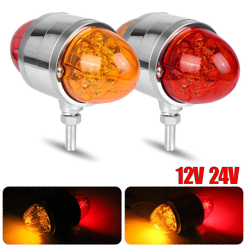 2X Amber/Red LED Dual Face Side Marker Brake Turn Signal Semi Truck Fender Light
