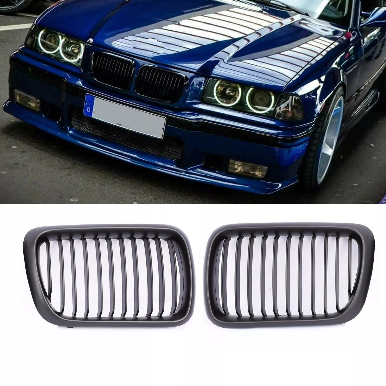 Front Hood Kidney Grille Grill Matte Black for BMW 3 Series E36 M3 1996-1999
