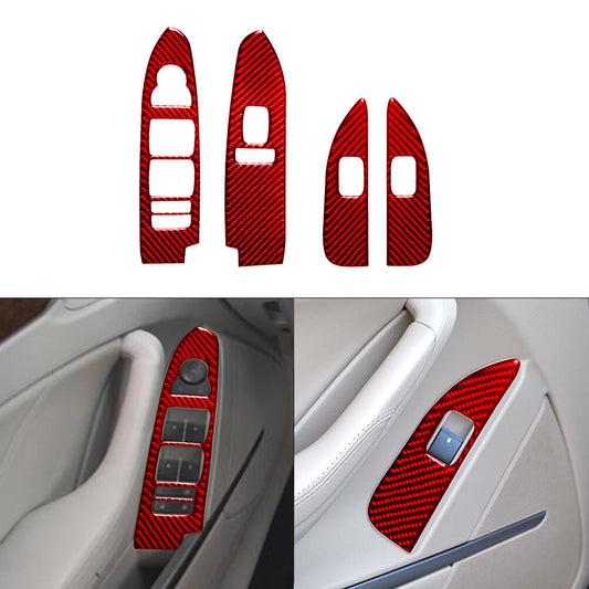 4X Red Carbon Fiber Door Door Inner Bowl Cover Trim For Hilux 2015-2021 v