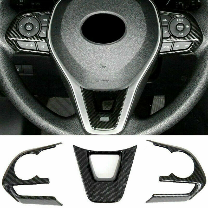 for Toyota for Corolla Cross 2020-2023 Carbon Fiber Look Steering Wheel Cover Trim